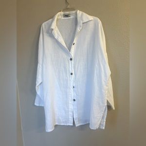 SHEPARDS Women’s White Linen Button Up Top Size: M
